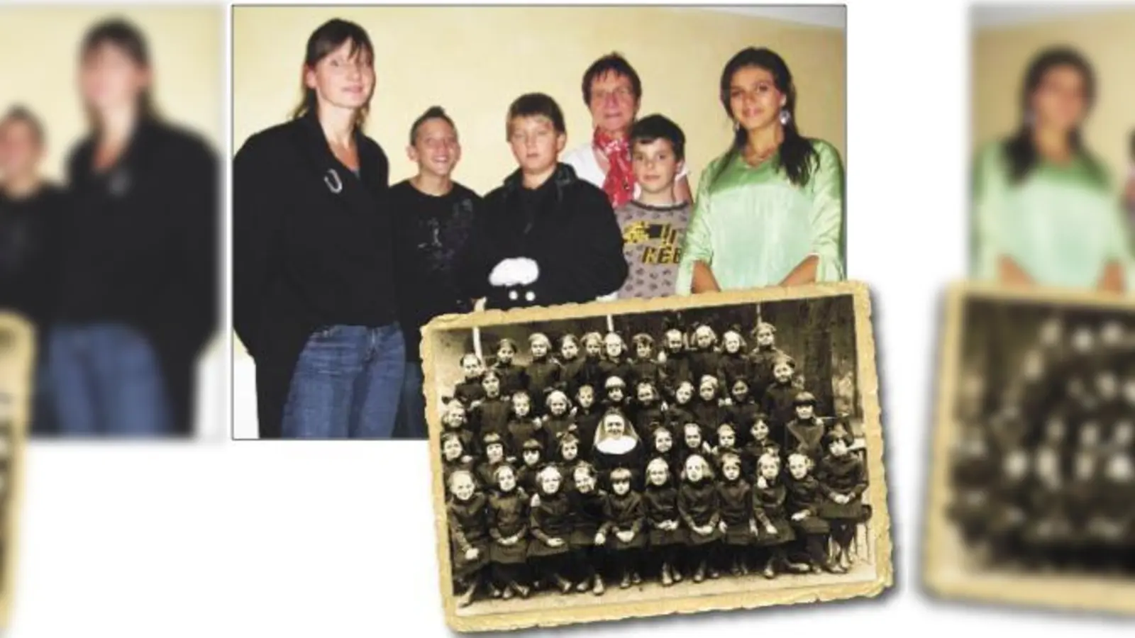 Schon 1920 fanden im Adelgundenheim Kinder ein Zuhause. Heute proben Heimleiterin Isabella Weber (Mitte) und Sabine Ipflkofer (li.) mit den Kindern ein Theaterstück, das diese Vergangenheit zeigt. 	 (Fotos: au/Privat)