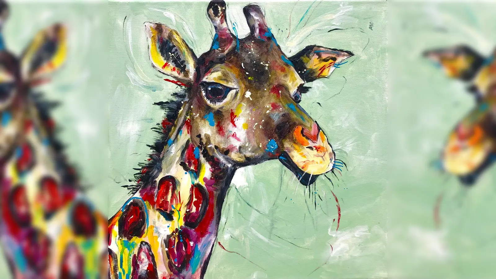 Beeindruckend: Diese Giraffe von Petra Deschler ist bei „München malt” entstanden. (Foto: Deschler)