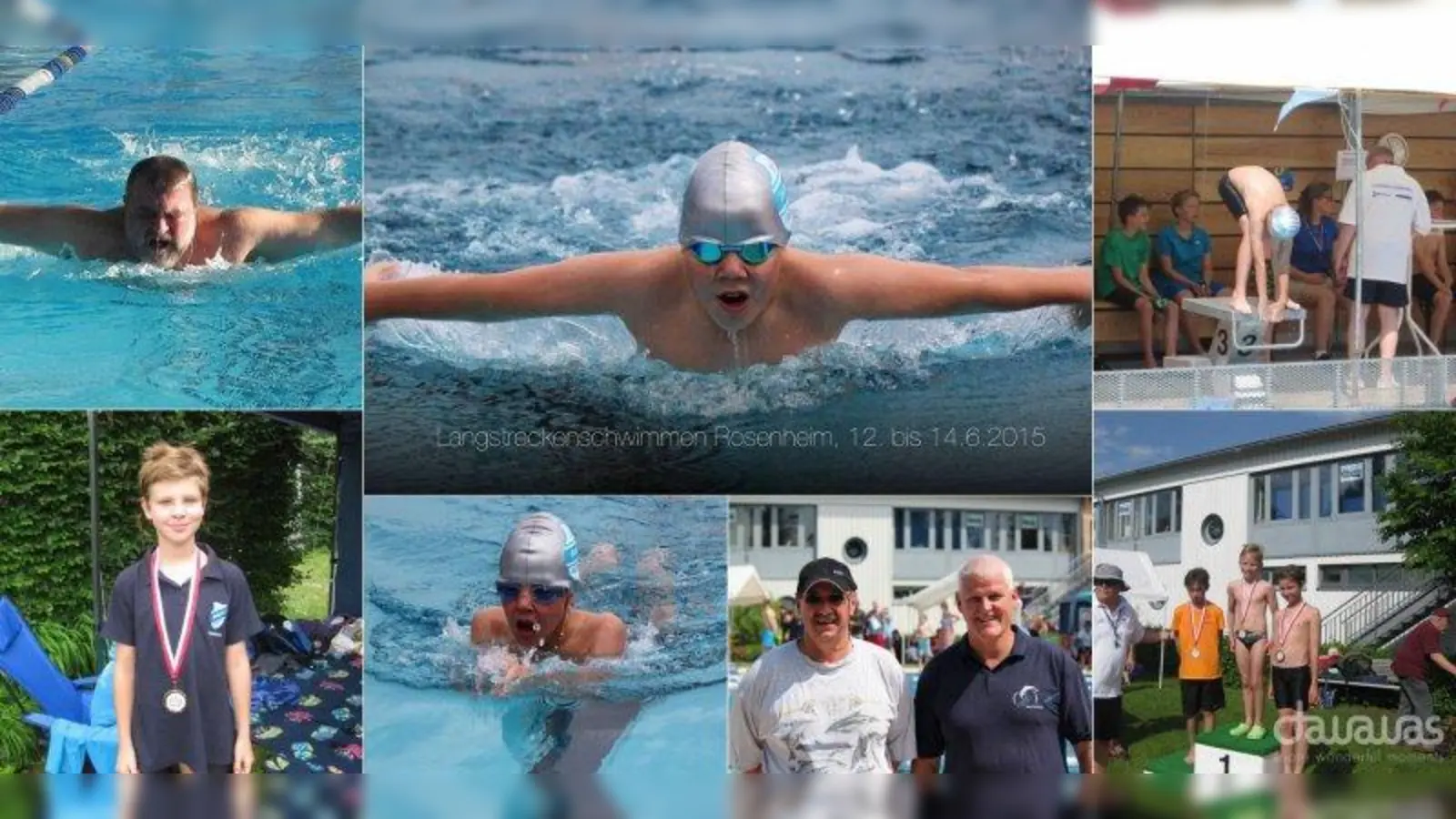 Das Karlsfelder Aufgebot fürs Rosenheimer Langstreckenschwimmen: Martin Kristmann, Niclas Nowak, Marlon Priebe, Rudi Christmann und Eckhard Weickel (v.l). (Foto: pi)