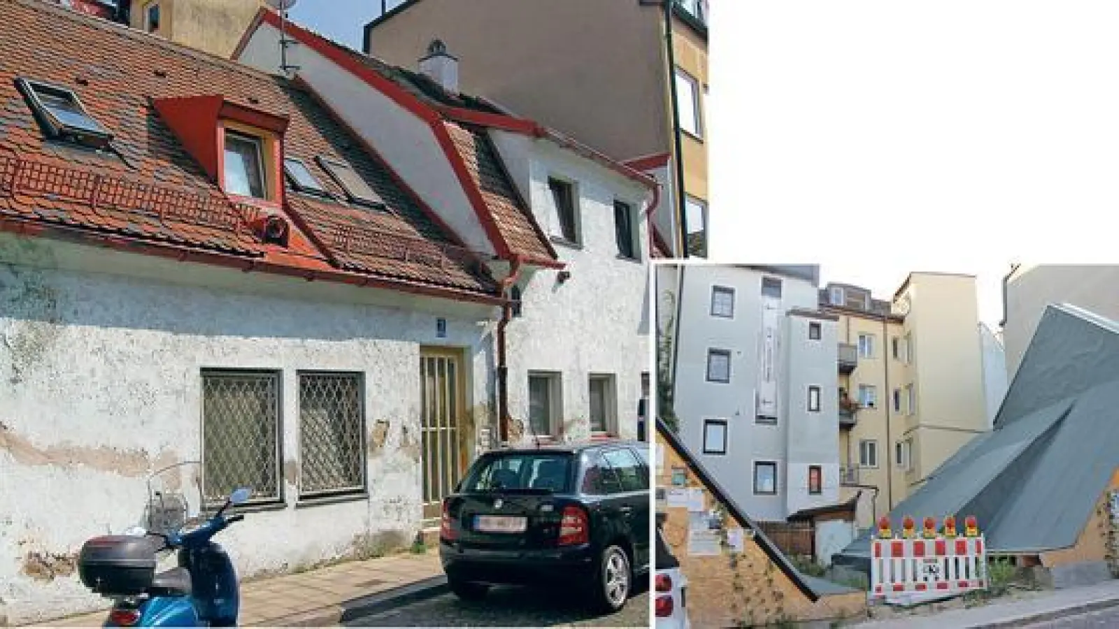 Zum ersten Jahrestag des Skandals gibt es mehrere Aktionen. Bild klein: Die Baulücke an der Oberen Grasstraße 1: Wann das Uhrmacherhäusl wieder aufgebaut wird, ist unklar.  (Foto: Rufus46/CC BY-SA 3.0, bs)