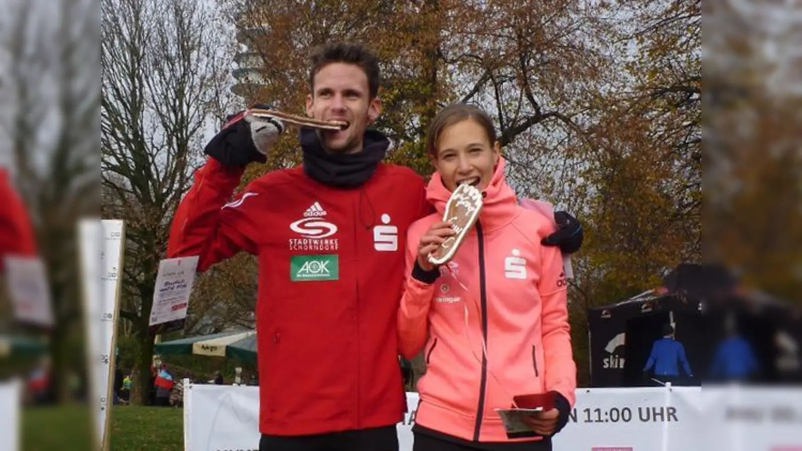 Hanna Klein und Marcel Fehr von der SG Schorndorf waren bei der diesjährigen Auflage des Olympia-Alm-Cross nicht zu schlagen.	 (Foto: Lohr)