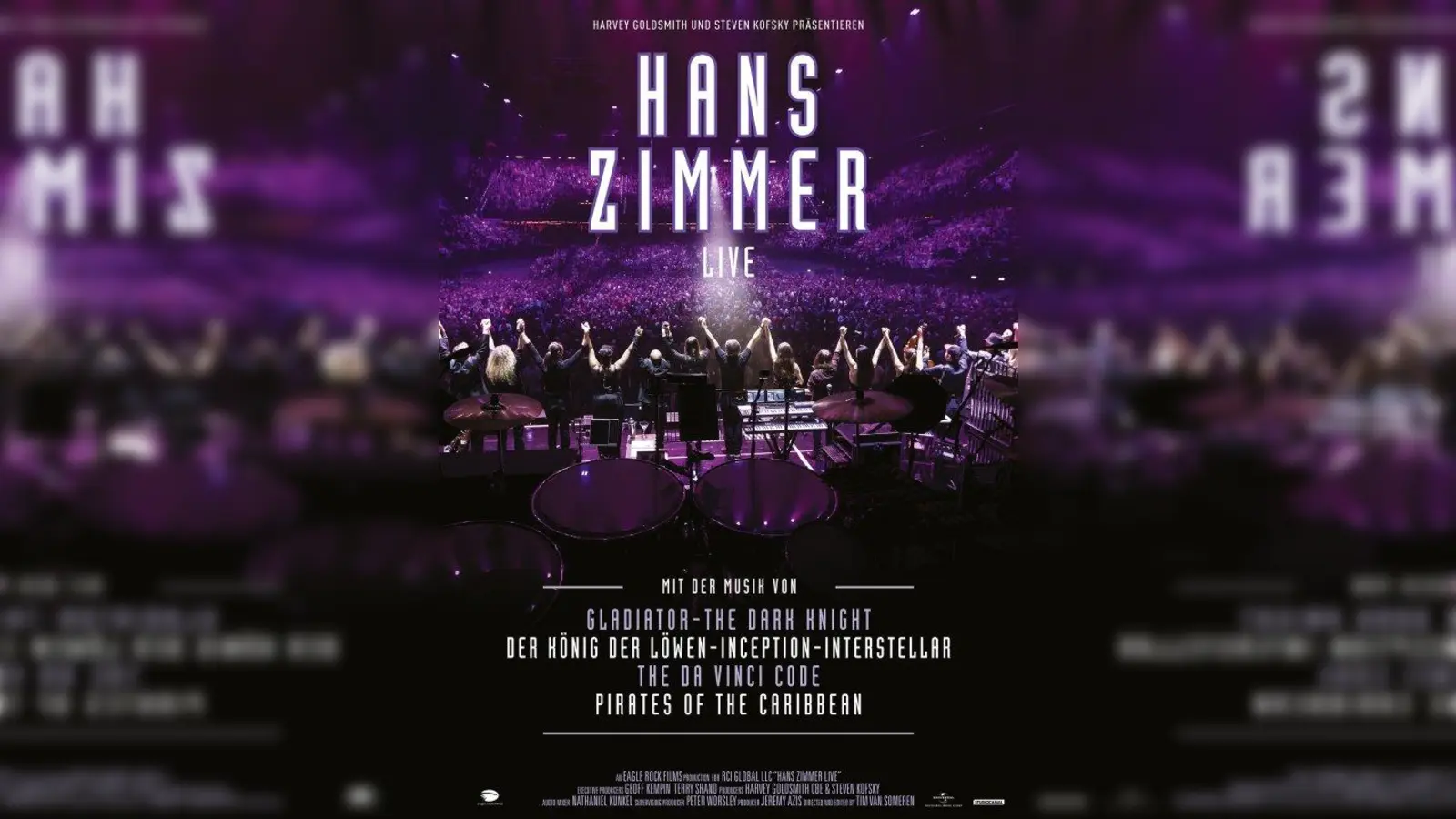 Einmalige Gelegenheit: Am 1. Oktober um 17 Uhr kann man Hans Zimmer und seine Filmmelodien im Cineplex Germering hautnah erleben. (Foto: Veranstaltungsplakat)