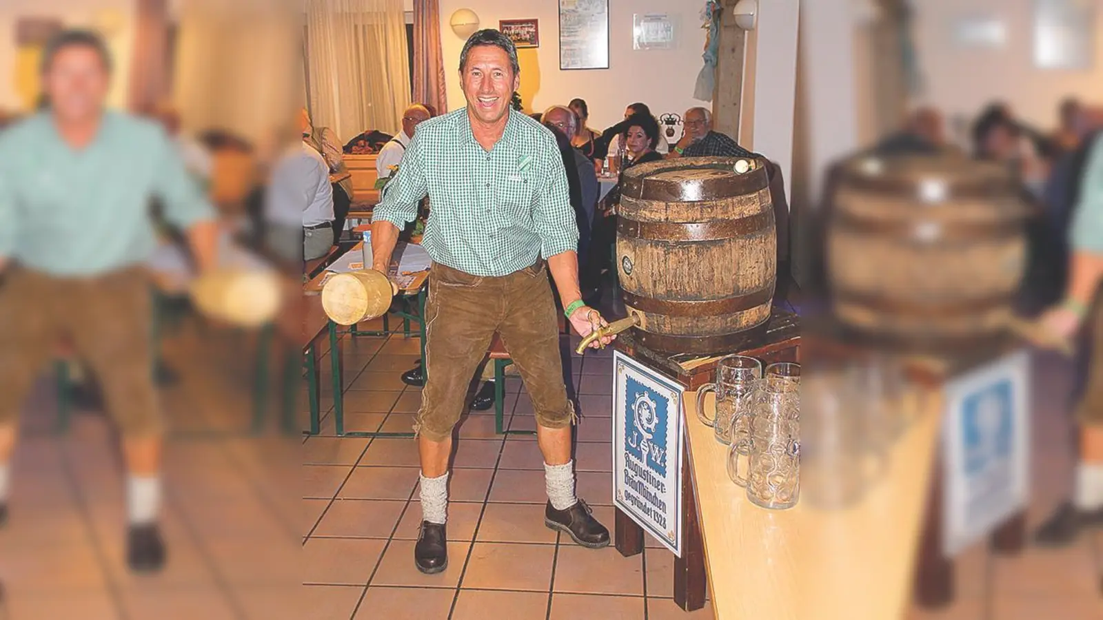 Bürgermeister Christoph Böck brauchte beim Fasserl-Anstich gerade einmal zwei Schläge.	 (Foto: Verein)