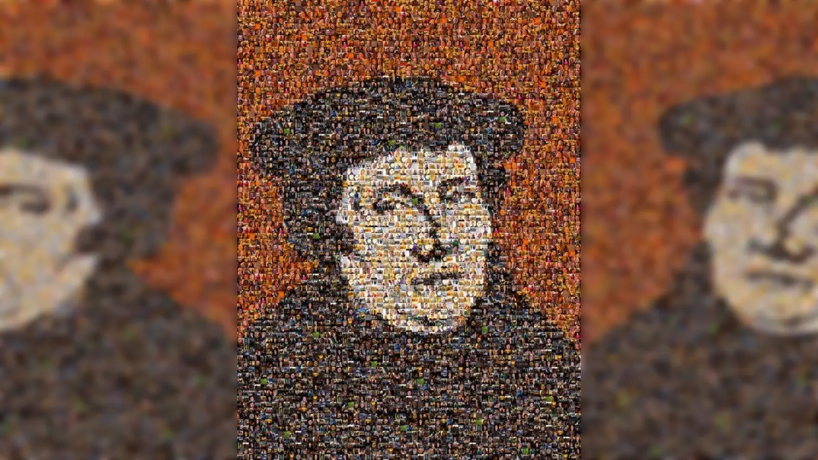 Das Konferfei von Reformator Martin Luther ist aus Fotos von Gemeindemitgliedern der Auferstehungskirche München zusammengesetzt. Unter dem Motto „Wir sind Kirche, wir sind Luther“ schmückt es seit Januar den Kirchenraum. (Foto: Auferstehungskirche München, Projekt: Wir sind Kirche, wir sind Luther)