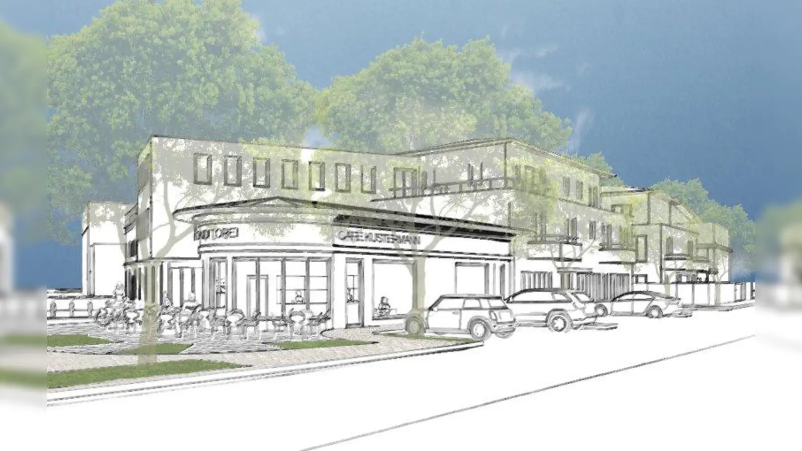 Im neuen Glanz und herausgeputzt: So soll das neue Karee Kustermann mitte 2018 aussehen. (Foto: Larass Architekten)