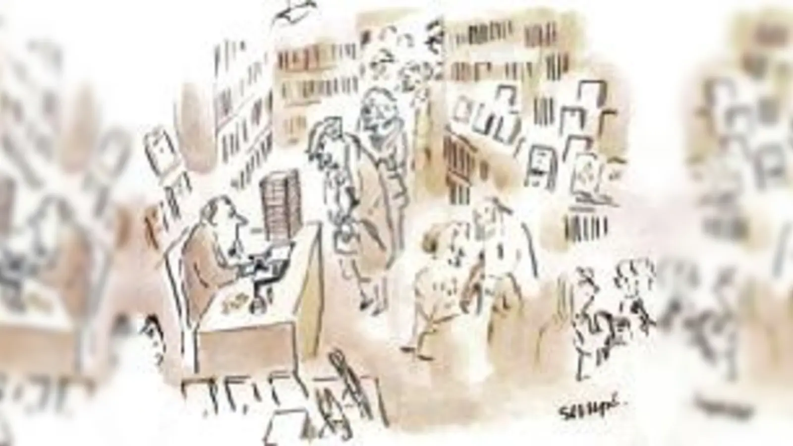 »Séance de signature« von Sempé: bisher unveröffentlicht und jetzt im Französischen Kulturinstitut zu sehen.  (Foto: VA)