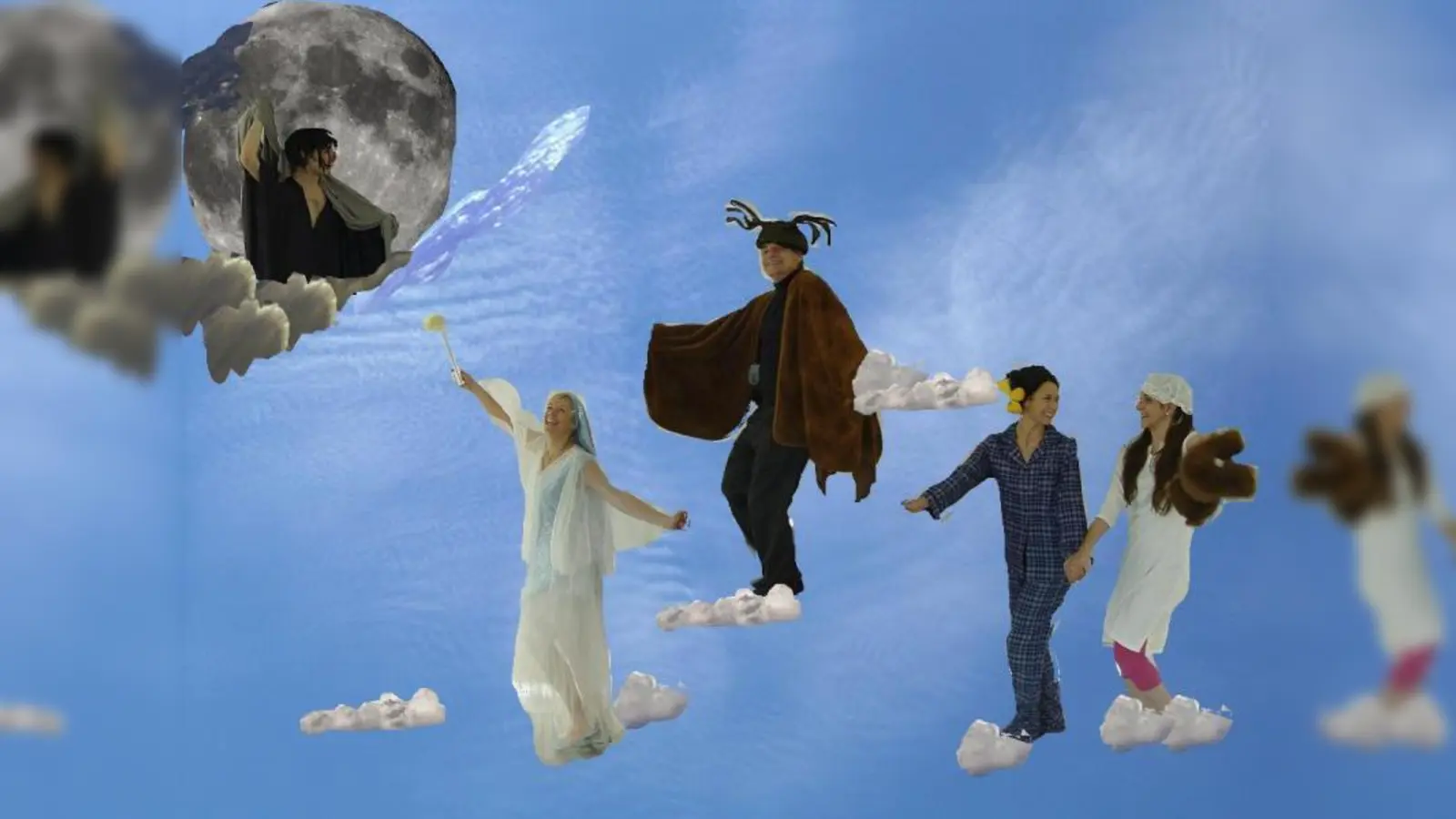 Mit Felicitas, der Winterfee, machen sich Sumsemann, Peter und Anne auf die Reise zum Mond. (Foto: ensemble-theater)
