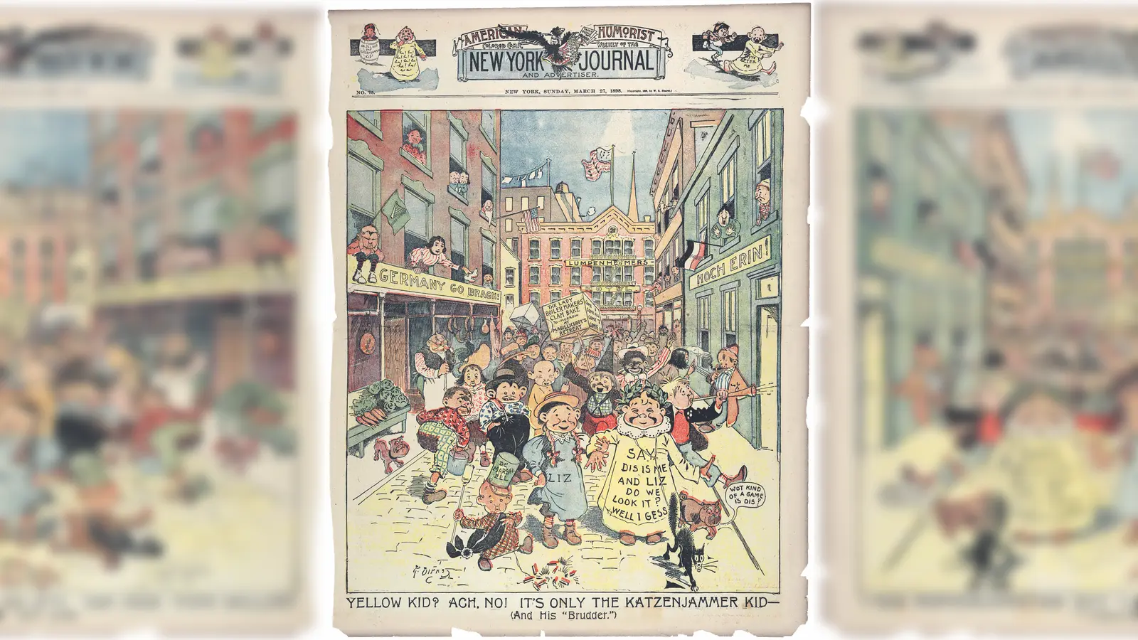 Die „Katzenjammer Kids” des Einwanderers Rudoph Dirks waren die deutsche Antwort auf den ersten modernen Comic, „The Yellow Kid”, Ende des 19. Jahrhunderts. Hier zu sehen ein Blatt von 1898.  (Bild: ©Rudolph Dirks)