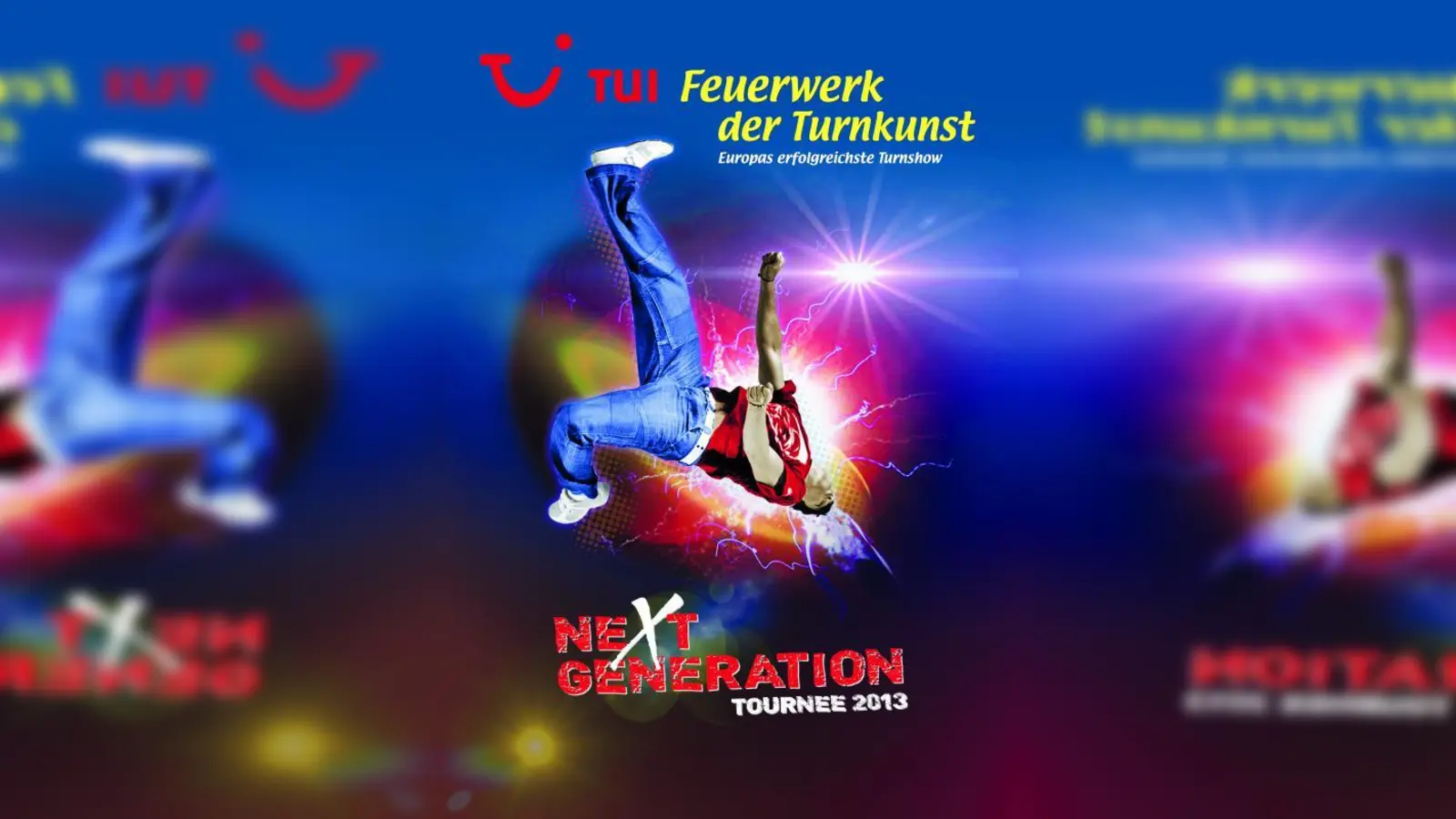 Bei der „Next Generation” Tournee 2013 präsentiert das „TUI Feuerwerk der Turnkunst” ein ganz neues Konzept: Salti, Sprünge und Tanzschritte - klassisches Kunstturnen und Tricking werden zu einer spektakulären Show verknüpft. (Foto: pi)