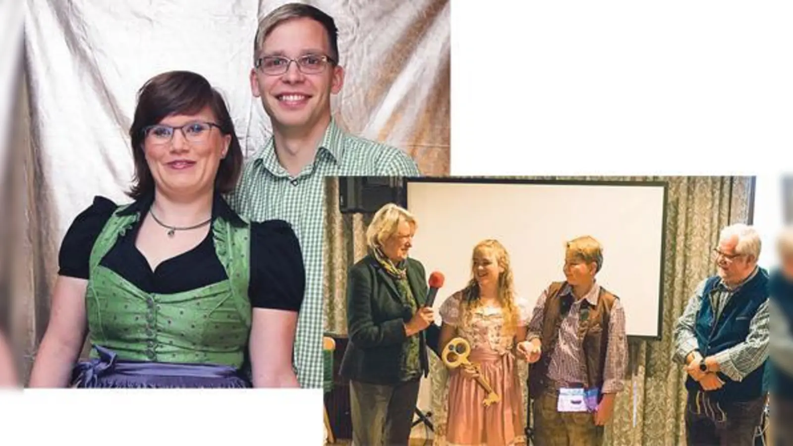 Das Prinzenpaar Irene I. und Sebastian II. stellte sich bei der Proklamation per Videobotschaft vor. Den Schlüssel zur »Macht« überreichte Kirchheims Zweite Bürgermeisterin Marianne Hausladen (links) dem Kinderprinzenpaar Jenni I. und Felix I.  (Fotos: Kirn)