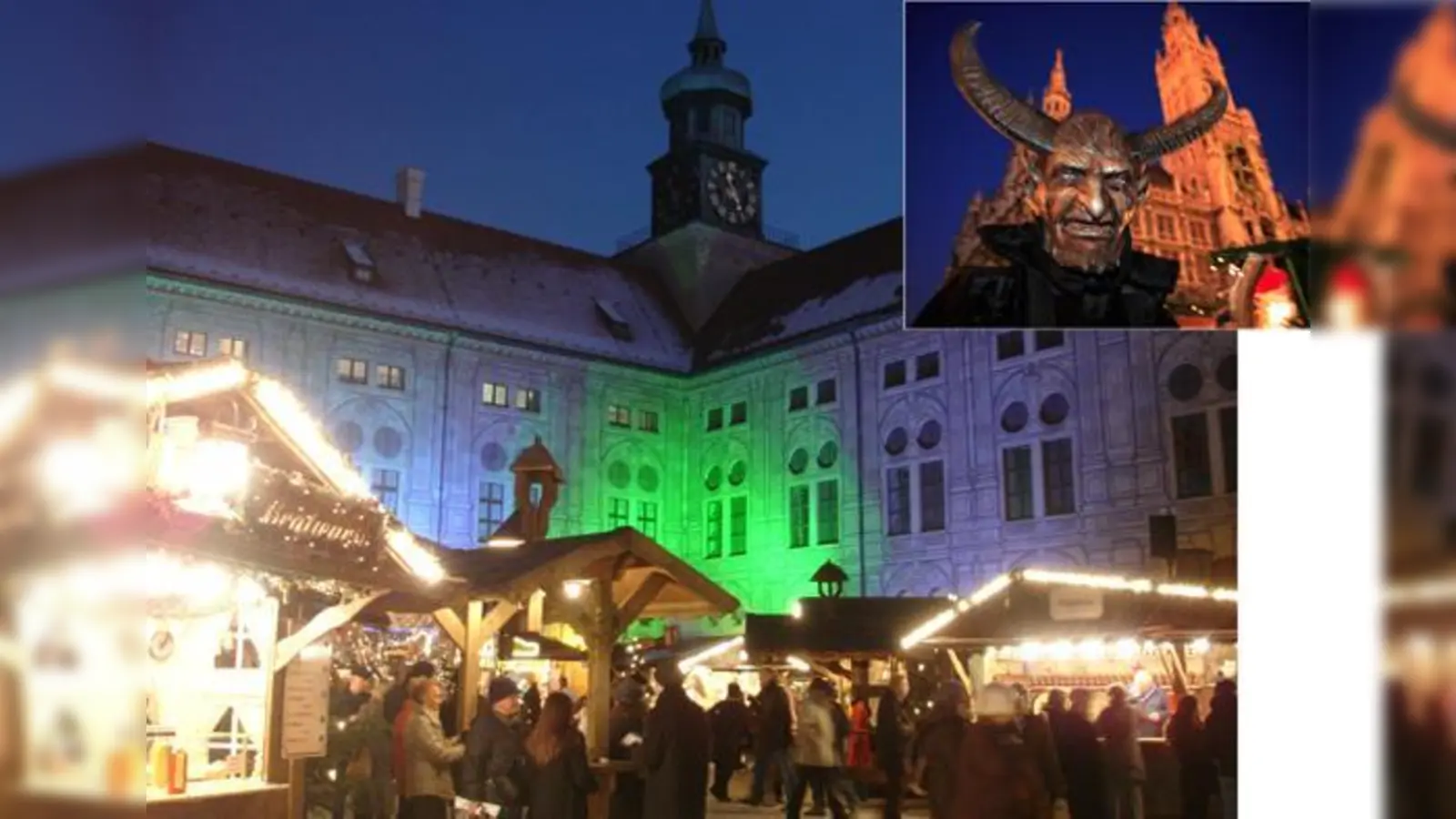 Wer hat Angst vorm Krampus? Die schaurigen Gestalten, die am 9. und 23. Dezember durch die Innenstadt jagen, sind schon zum Fürchten. Foto groß (H&amp;R Veranstaltungs GmbH/): Das Weihnachtsdorf im Kaiserhof.  (Foto: B. Roemmelt/München Tourismus)
