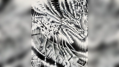 Bild mit dem Titel „Dragontrain” des Künstlers Lando. (Foto: Lando)