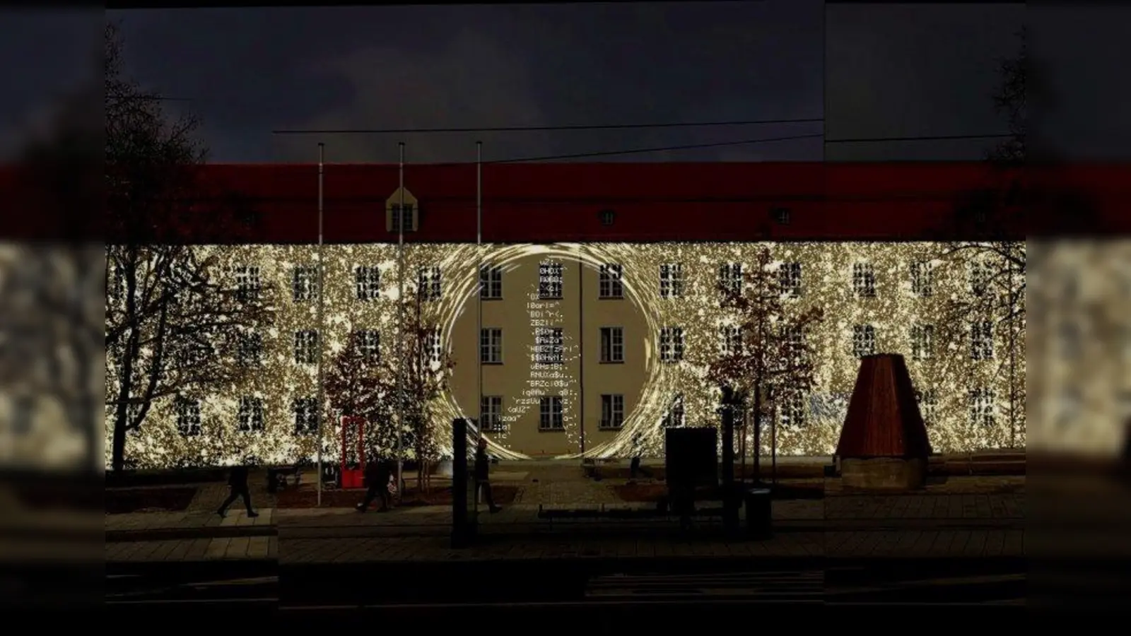 Ein Venezianischer Palast oder das Pasinger Rathaus? Der Lichtkünstler Johannes Reihl zaubert an drei  Adventswochenenden Lichtkunst auf die Rathausfassade. (Foto: Graphik: Johannes Reihl)