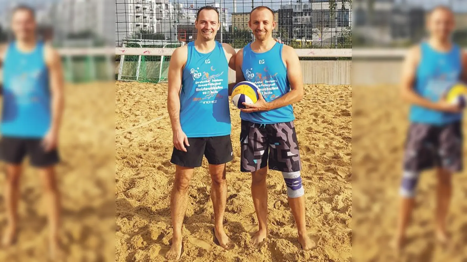 Bei den Deutschen Beachvolley-Meisterschaften der Senioren kamen René Wendler (MTV München, links) und Alexander Klein (TSV Unterföhring) immerhin auf Rang neun.    (F.: Verein)