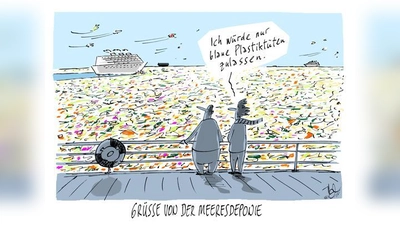 Das ÖBZ zeigt Karikaturen, die sich mit Klimawandel und Konsumverhalten beschäftigen.  (Foto: VA)