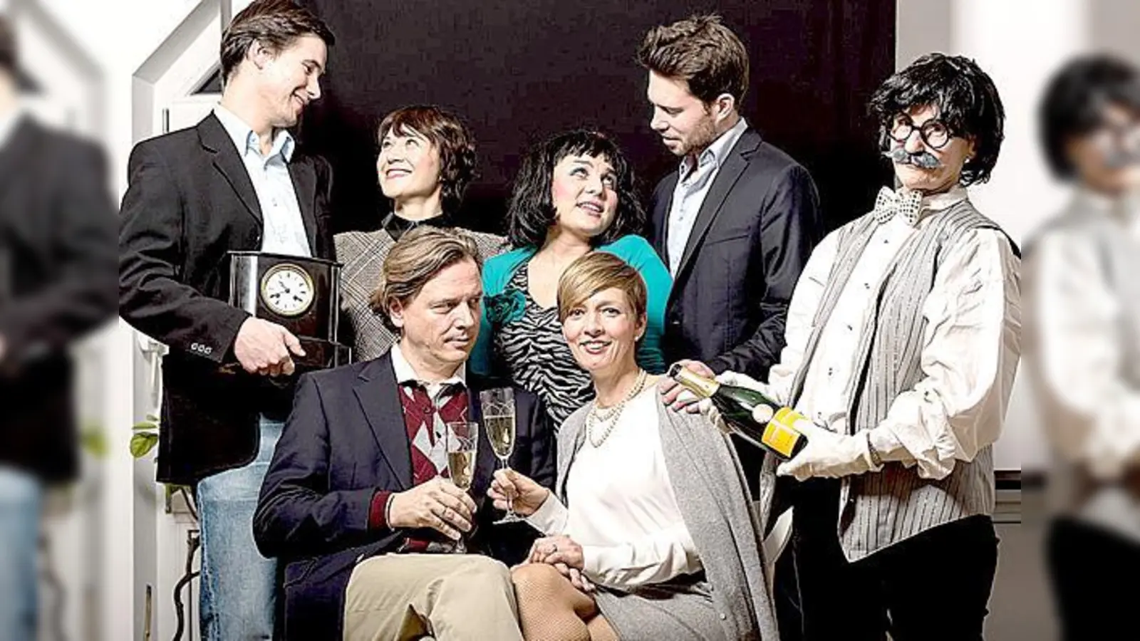 DIE SCHLAUSPIELER in »Glückliche Zeiten« von Alan Ayckbourn.	 (Foto: © Klaus Dinkel Fotos Kim Wanschka Design)