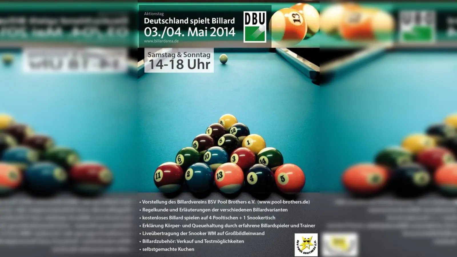 Der Billard-Aktionstag findet im Rahmen der Snookerweltmeisterschaft in Sheffield statt. (Foto: pi)