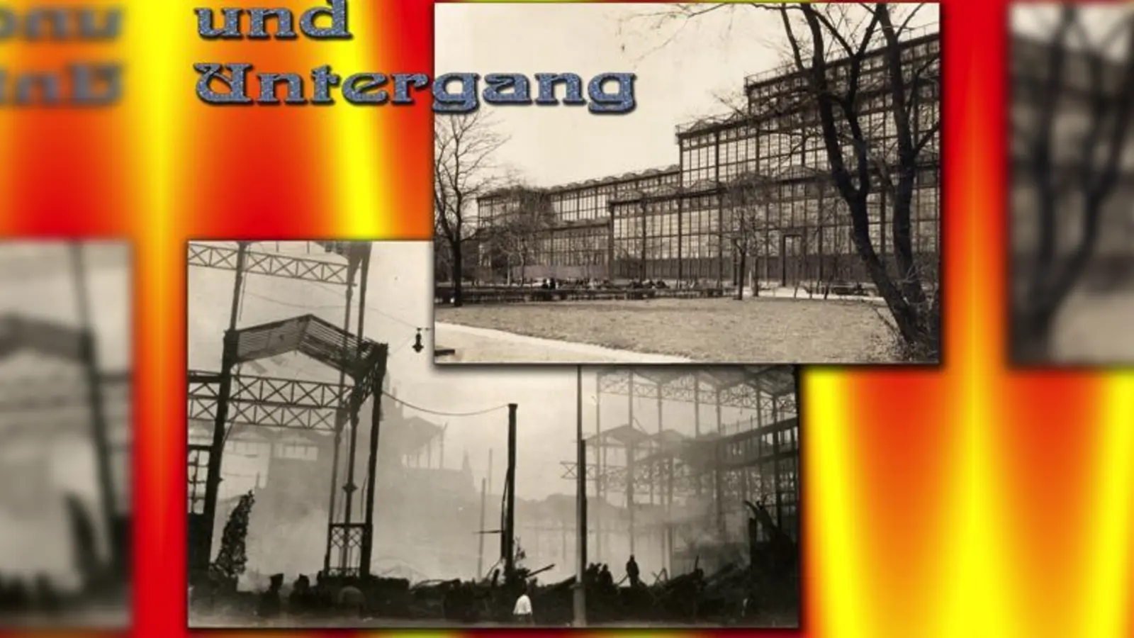 So sah der Glaspalast vor und nach dem Brand aus.  (Fotos: VA)