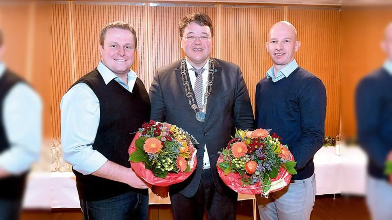 Gerald Kunzmann (l.) ist aus dem Gemeinderat ausgeschieden; als Nachfolger rückte für ihn Jörg Kohlenz (r.) nach; dieser übernahm auch das Amt des Sportreferen- ten.	 (Foto: Claus Schunk)