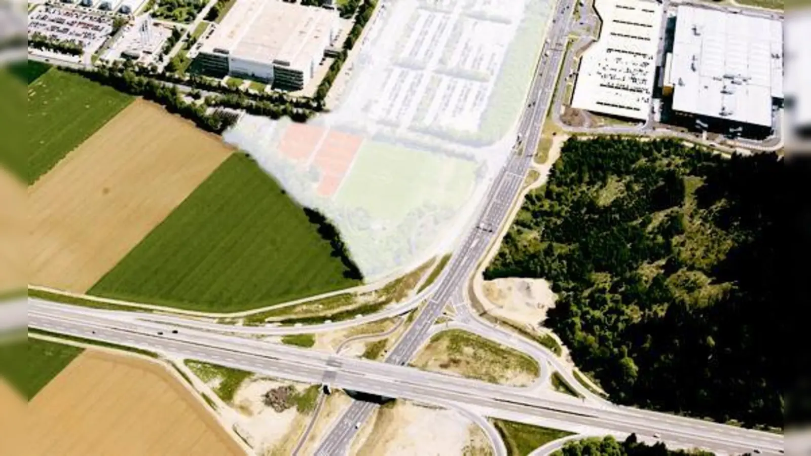 Taufkirchen will EADS-Gelände an der B 471 für ein modernes Einkaufs- und Unterhaltungszentrum nutzen.	 (Foto: Schunk)