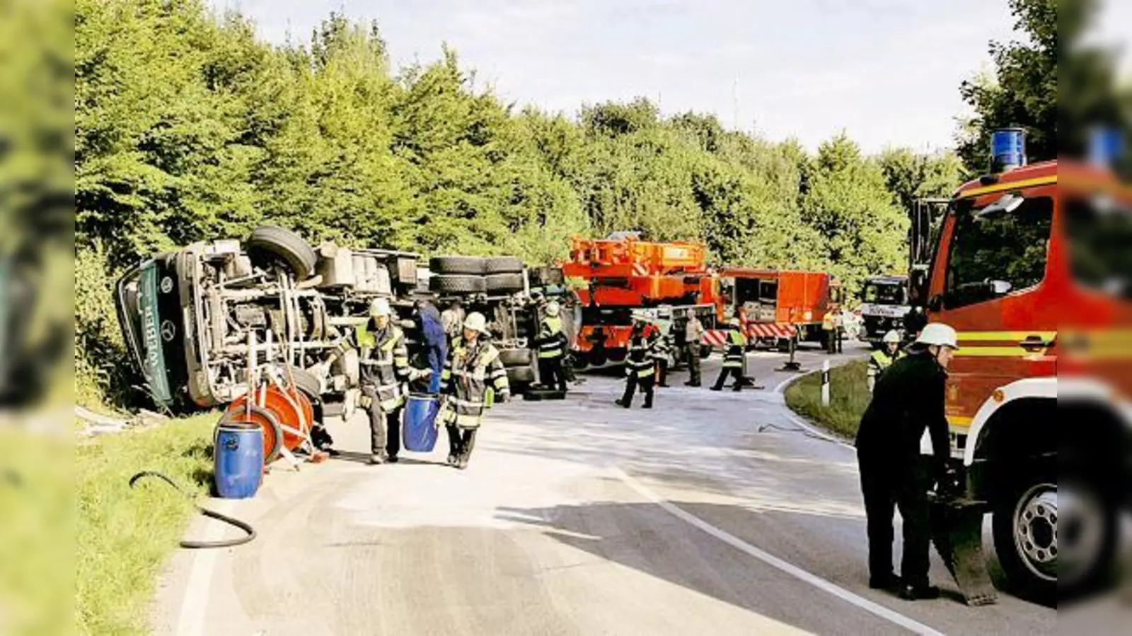  Aufgrund einer umgestürzten Betonpumpe wurde der Föhringer Ring vergangene Woche komplett gesperrt.	 (Foto: FW)