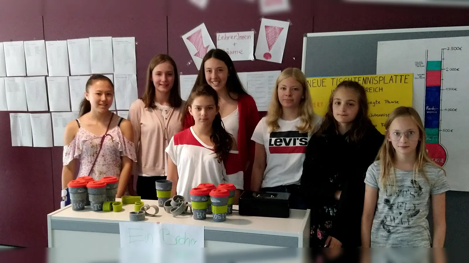 Der Umwelt-AK hat einen Mehrweg-Becher kreiert, damit kann jede Menge Plastikmüll gespart werden.  (Foto: VA)