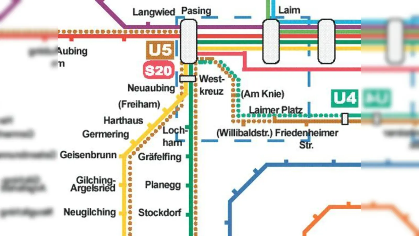 Mit der Anbindung Pasings an die U4/U5 könnte eine S-Bahn-Stammstreckensperrung besser überbrückt werden, meint Georg Kronawitter.	 (Grafik: privat)