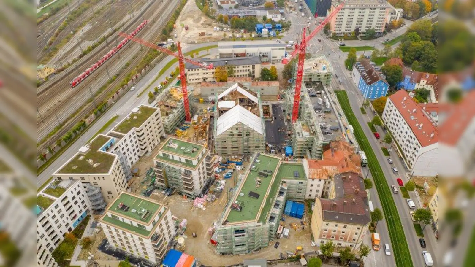 Blick von oben auf das neue Stadtquartier Kupa. (Foto: Colliers International)