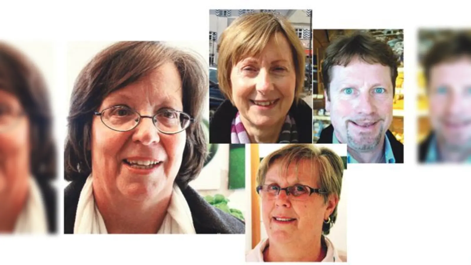 Die Ebersberger Hannelore Groth (gr. Foto), Gudrun Bauer (kl. Foto oben), Martin Freundl und Gisela Lanzl (r.) erwarten mit Spannung die Bürgermeisterwahl.           (Fotos: ib)