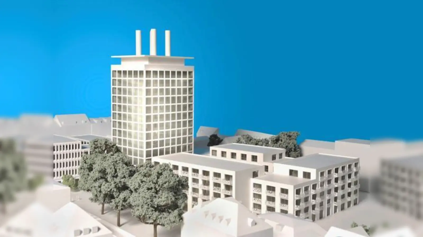 Der markante Turm des ehemaligen Heizkraftwerkes soll bei der Neubebauung stehen bleiben  mit Raum für Wohnungen.	 (Foto: alpha invest Projekt GmbH)