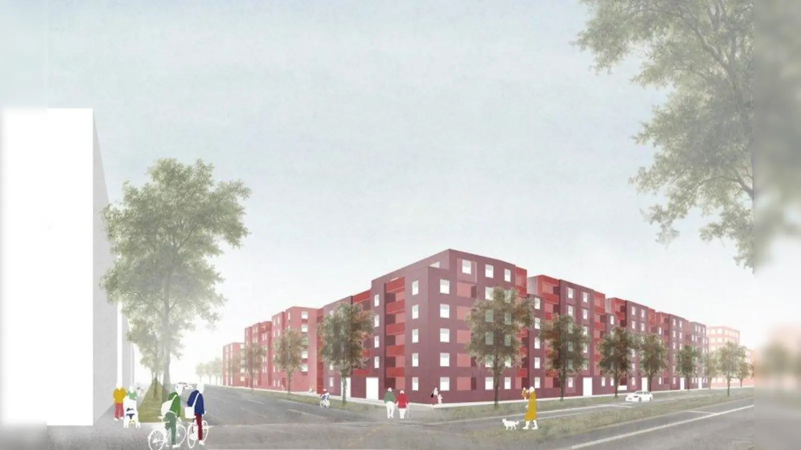 Die rote Klinkerfassade stellt eine Verbindung zu den alten Industriebauten Aubings dar. (Foto: Palais Mai)