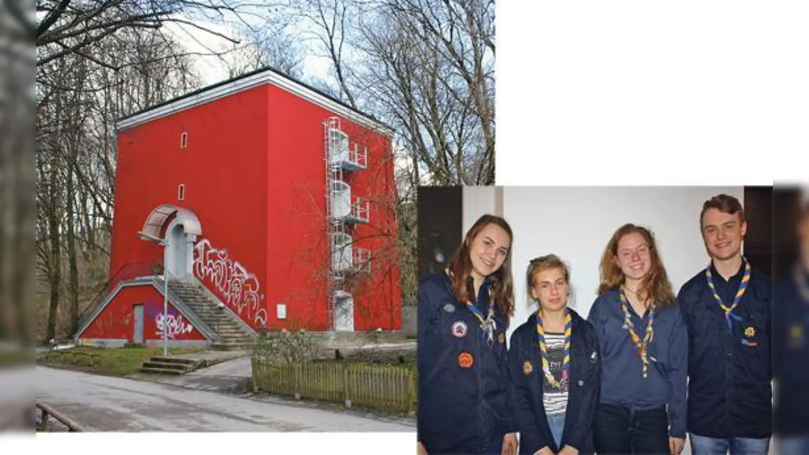 Die Pfadfinder »Pegasus« haben eine neue Heimat im Quellbunker: (v. li.) Rebekka S., Anna-Lena Zink, Sonja Coulin und Jan Pries freuen sich über die neuen Räumlichkeiten am Auer Mühlbach. 	 (Fotos: js)