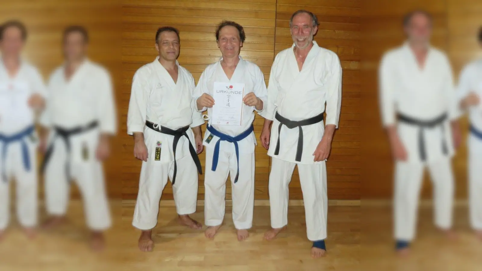 Trainer René Mros, Heinz Glöckner und Abteilungsleiter Karate Norbert Wittmann (von links). (Foto: Budo Verein Herrsching)