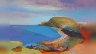 „Felsenküste” von Gabriele Strehlau, Acryl auf Leinwand, 42 x58 Zentimeter.  (Foto: Gabriele Strehlau)