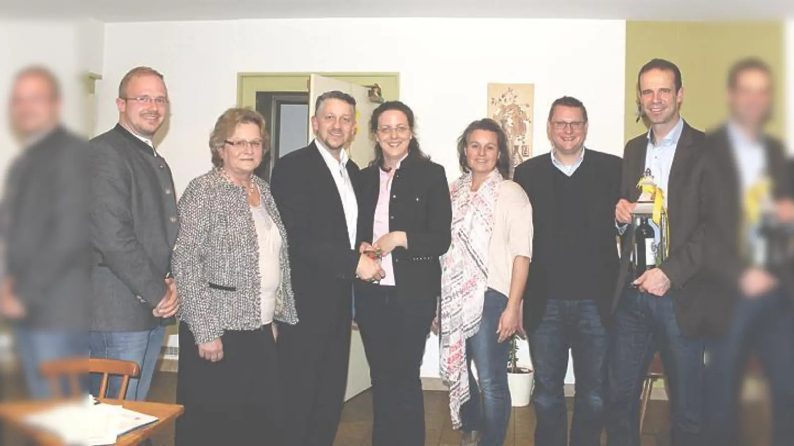 Dennis Röcker, Eva Jühne, Thomas Huber, Kathrin Alte, Cathrin Delbrouck, Florian Alte und Rupert Strasser (v. li). 	 (Foto: CSU)