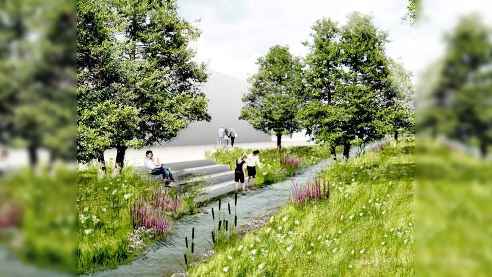 So idyllisch wird es bald entlang des Hachinger Baches aussehen.	 (Illustration: Baureferat)