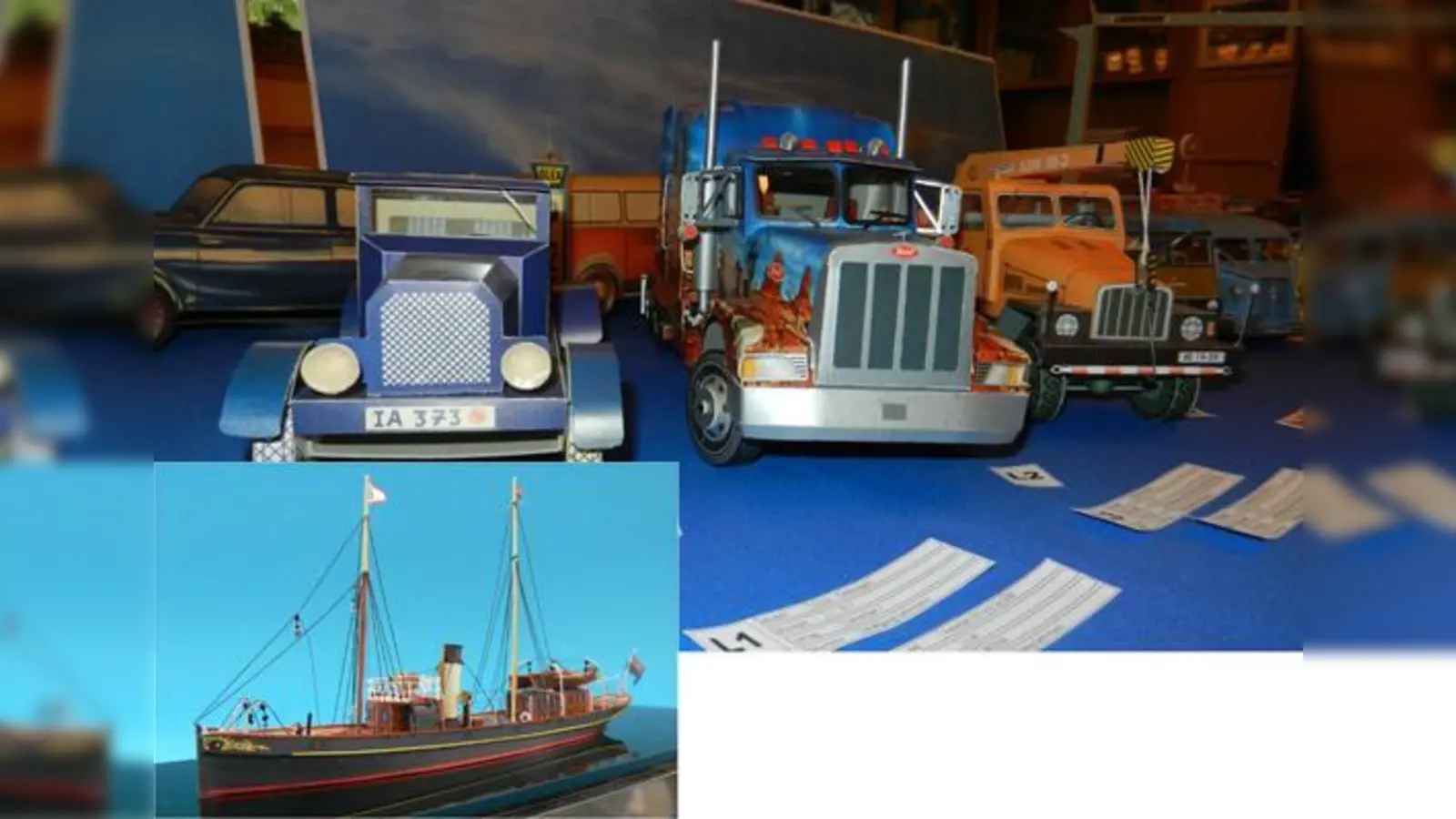 In der Kartonbau-Ausstellung kann man maßstabsgetreue Modelle bewundern. Das Repertoire reicht vom Zweimaster über Motorräder bis zum mechanischen Spielzeug. Eine ruhige Hand brauchen die Modelle, die man hier bewundern kann.  (F: VA)