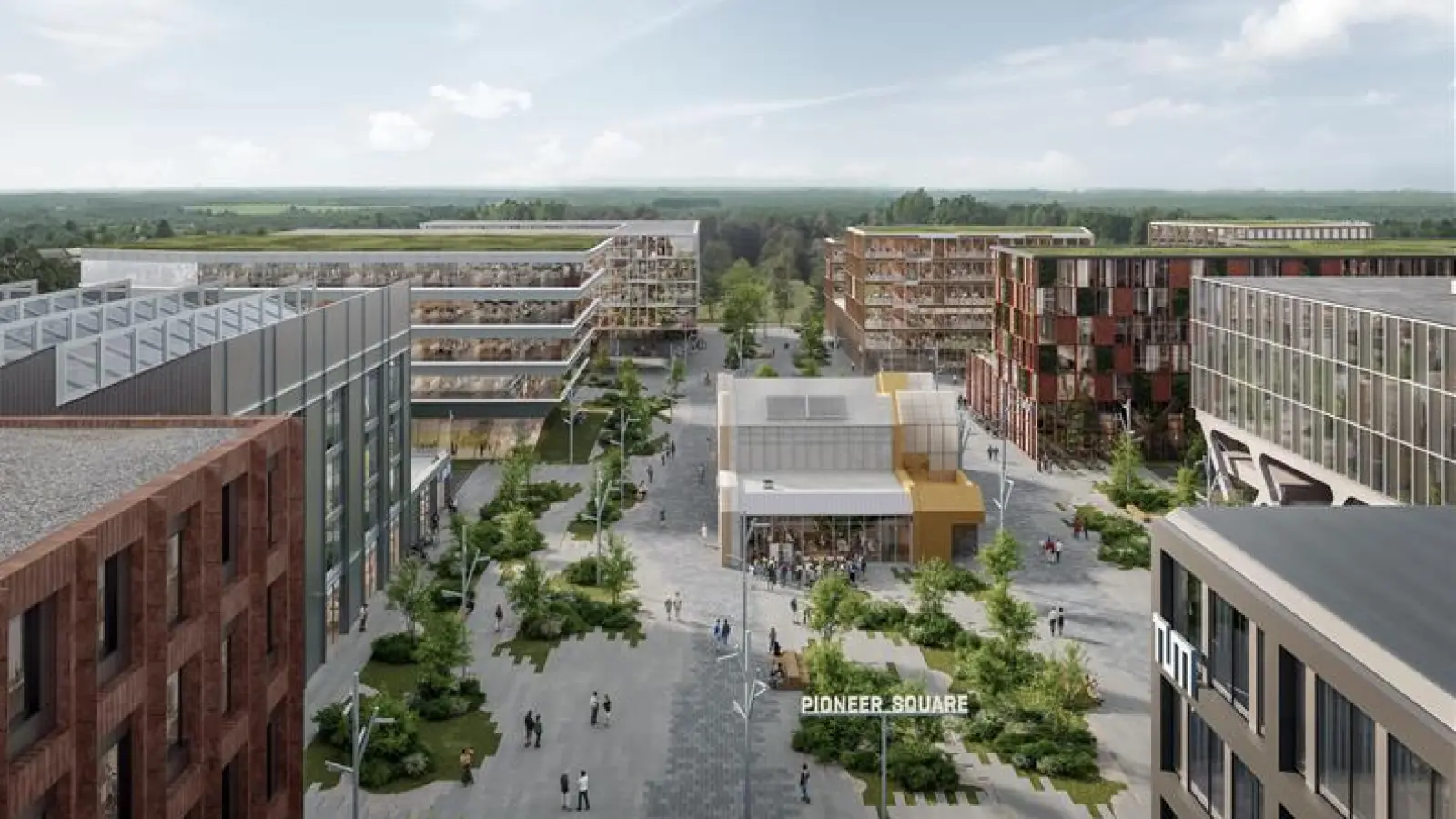 Ein Blick auf das geplante Pioneer Quarter am LabCampus: Ein urbanes Innovationsquartier mit Raum für Arbeit, Forschung und Begegnung. (Foto: KCAP Architects & Planners)