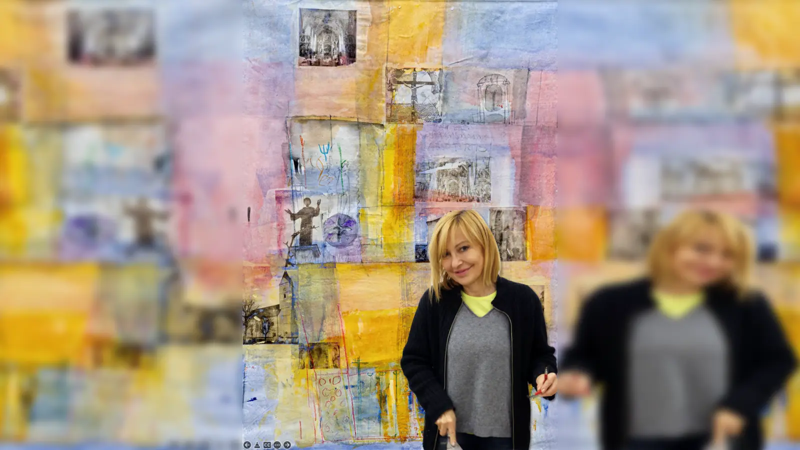 Maja Jiranek mit ihrem Werk „Franziskus”. Zu sehen sind ihre Bilder ab Ende April im Rathaus Neufahrn. (Foto: Jiranek)