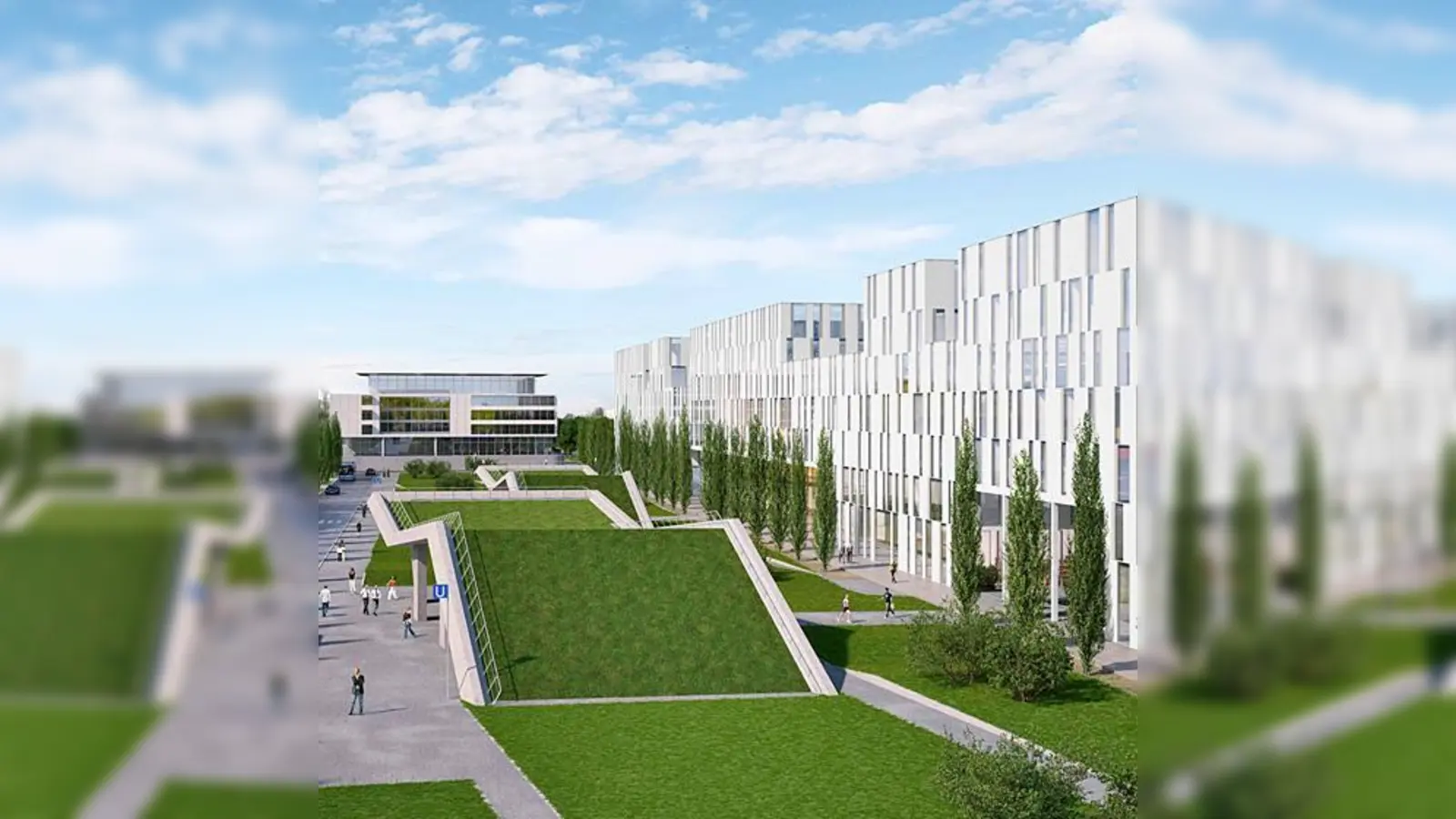 So soll Garchings »neue Mitte« einmal aussehen. Wenn streitende Architekten das 100-Millionen-Euro-Projekt nicht doch noch umwerfen.	 (Foto: Nickl & Partner)