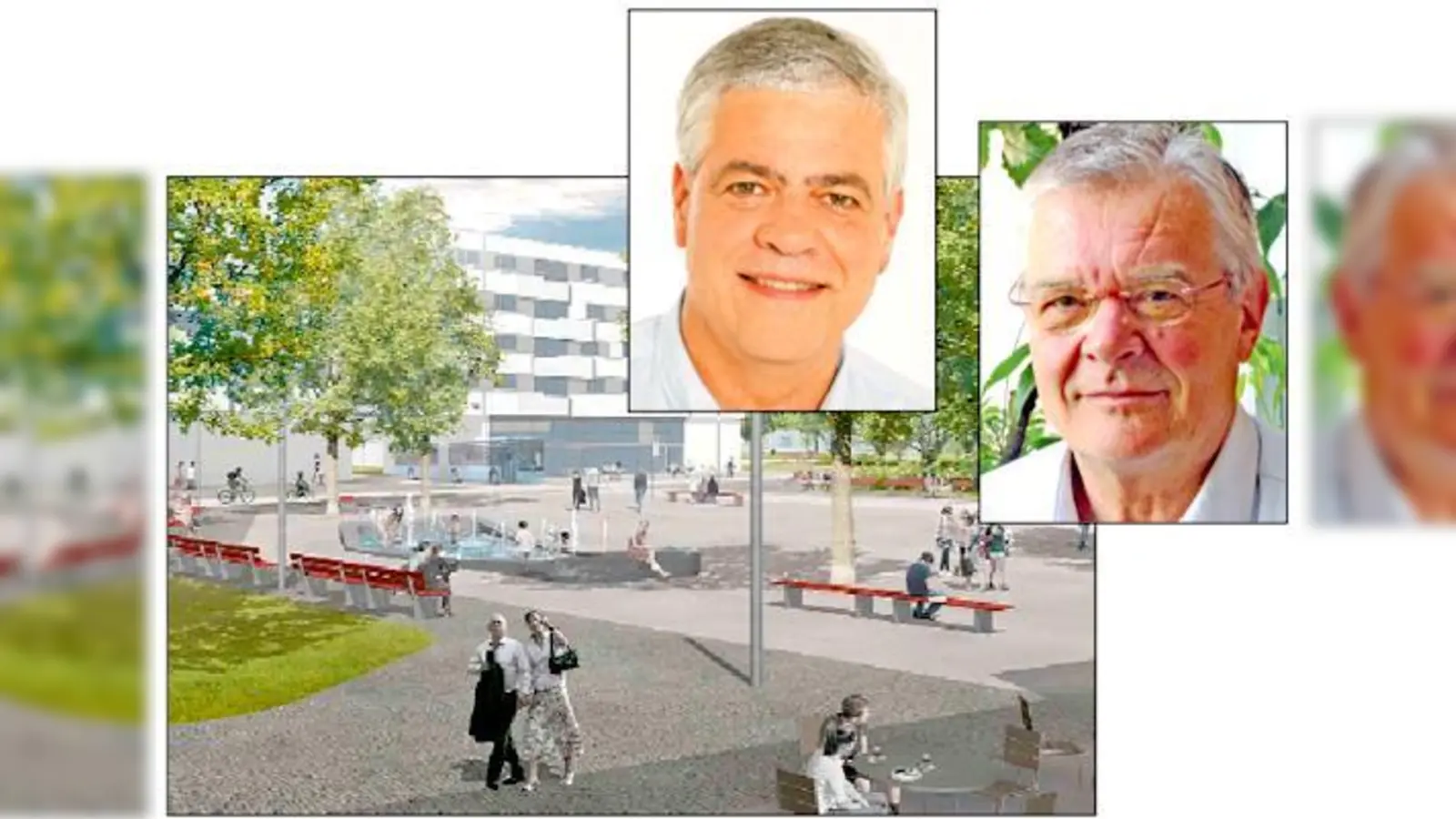 Es wird ein spannendes Jahr für Walter Klein und Werner Lederer-Piloty. Der Stadtplatz am Ackermannbogen etwa (gr. Foto), beschäftigt den BA 4 auch 2014.	 (Foto: privat/Levin Monsigny Landschaftsarchitekten)