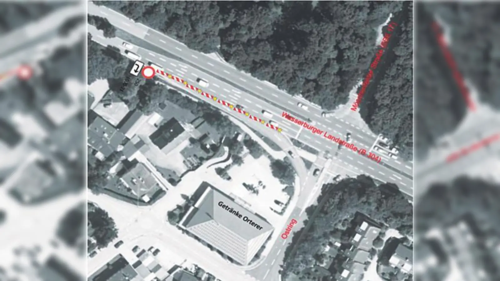 Vom 3. bis 21. März ist der Kreuzungsbereich B 304 / Ostring gesperrt.  (Foto: Gemeinde Grasbrunn)
