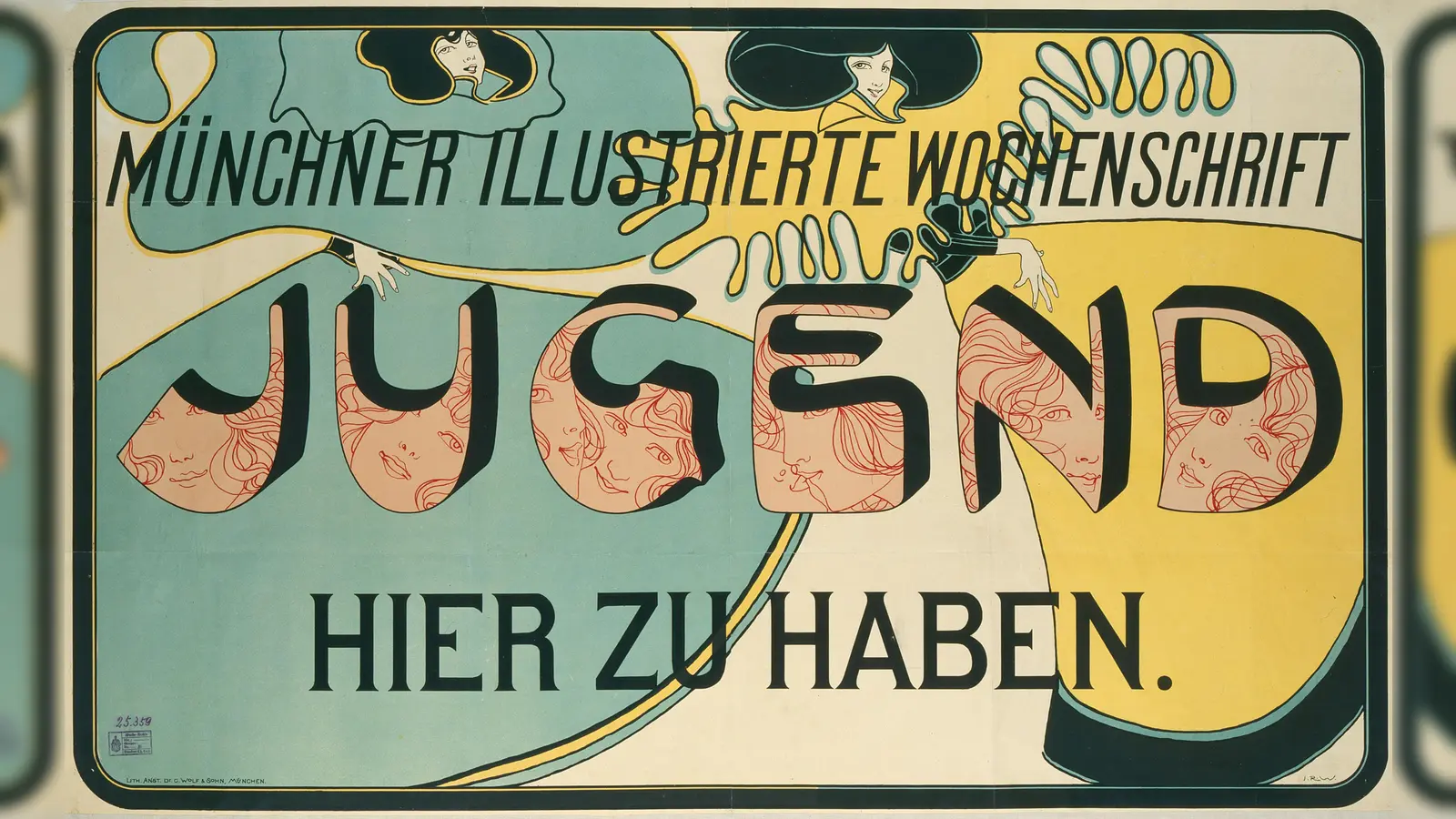 Josef Rudolf Witzel<br>Werbeplakat für Jugend. Münchner illustrierte Wochenschrift, 1896<br>Farblithografie, 70,5 × 114,7 cm<br> (Foto: Münchner Stadtmuseum)