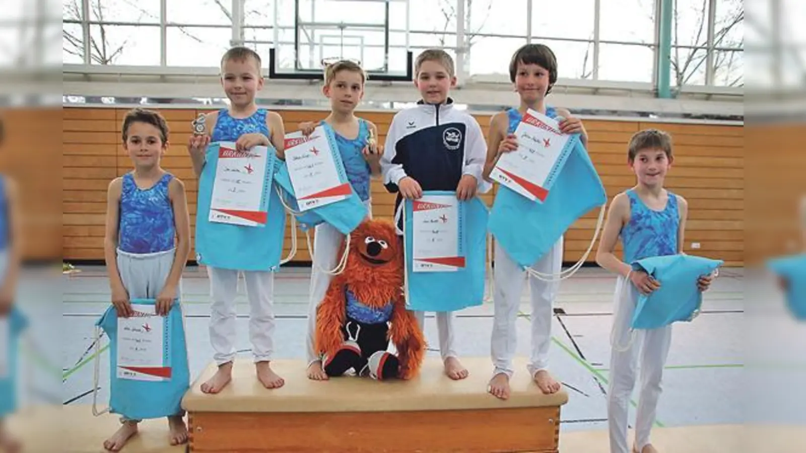 Haarer Turner der Wettkampfklasse 3: Erik Schmidt, Jan Liska, Tobias Dupp, Luis Busch, Julian Häußler und Maximilian Bender (von links nach rechts).	 (Foto: privat)