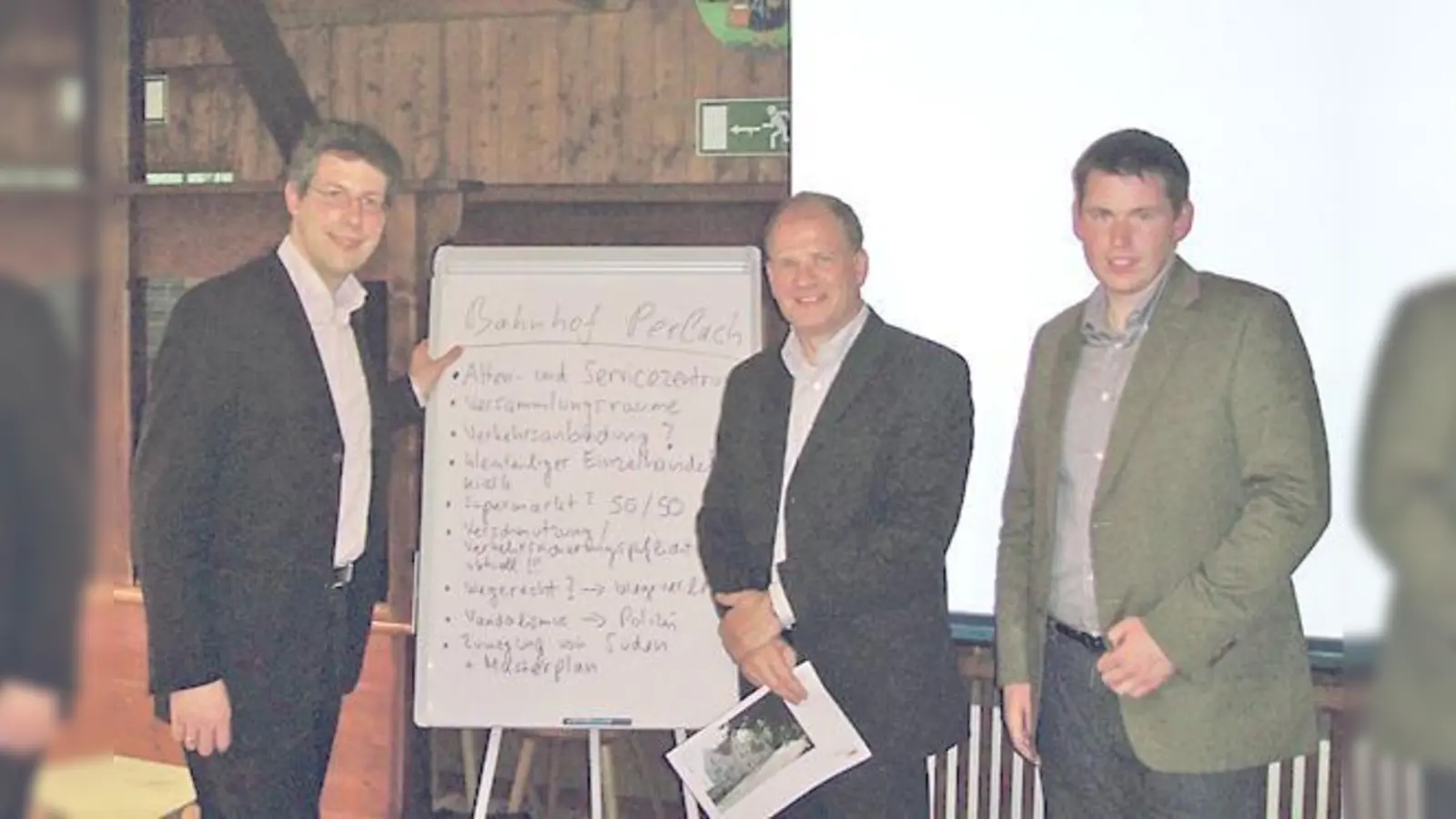 MdL Markus Blume, Investor Nikolaus Beiler und Bahnhofspate Thomas Kauer (v. li.).  (Foto: Privat)