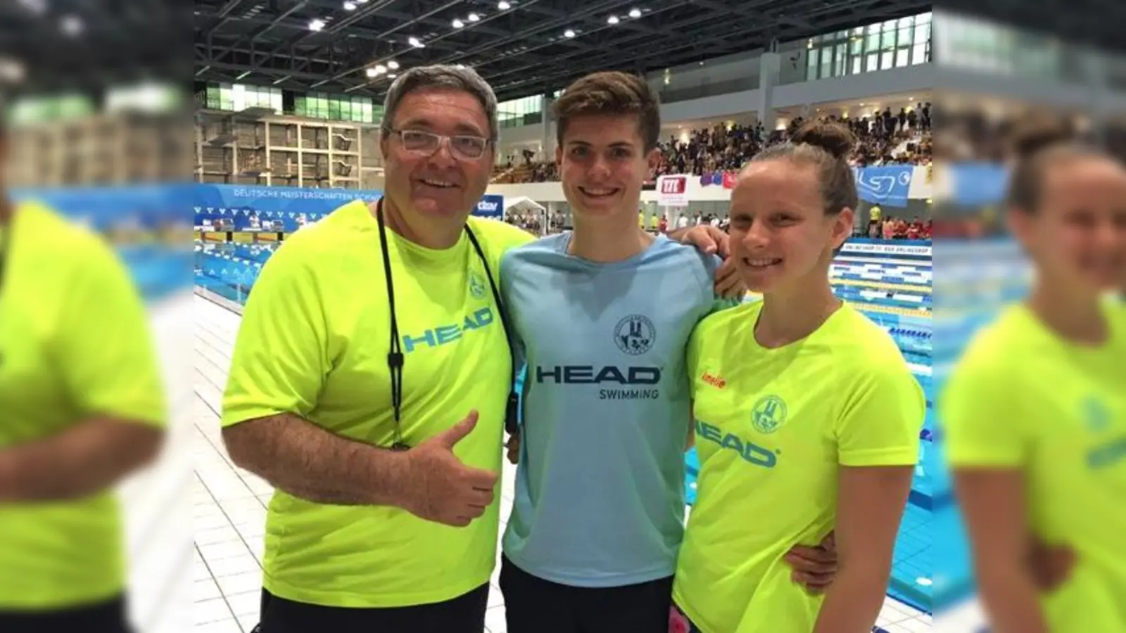 Cheftrainer Elli Mangafic (links) mit seinen großen Talenten Markus Fischer und Amelie Zachenhuber.	 (Foto: Verein)