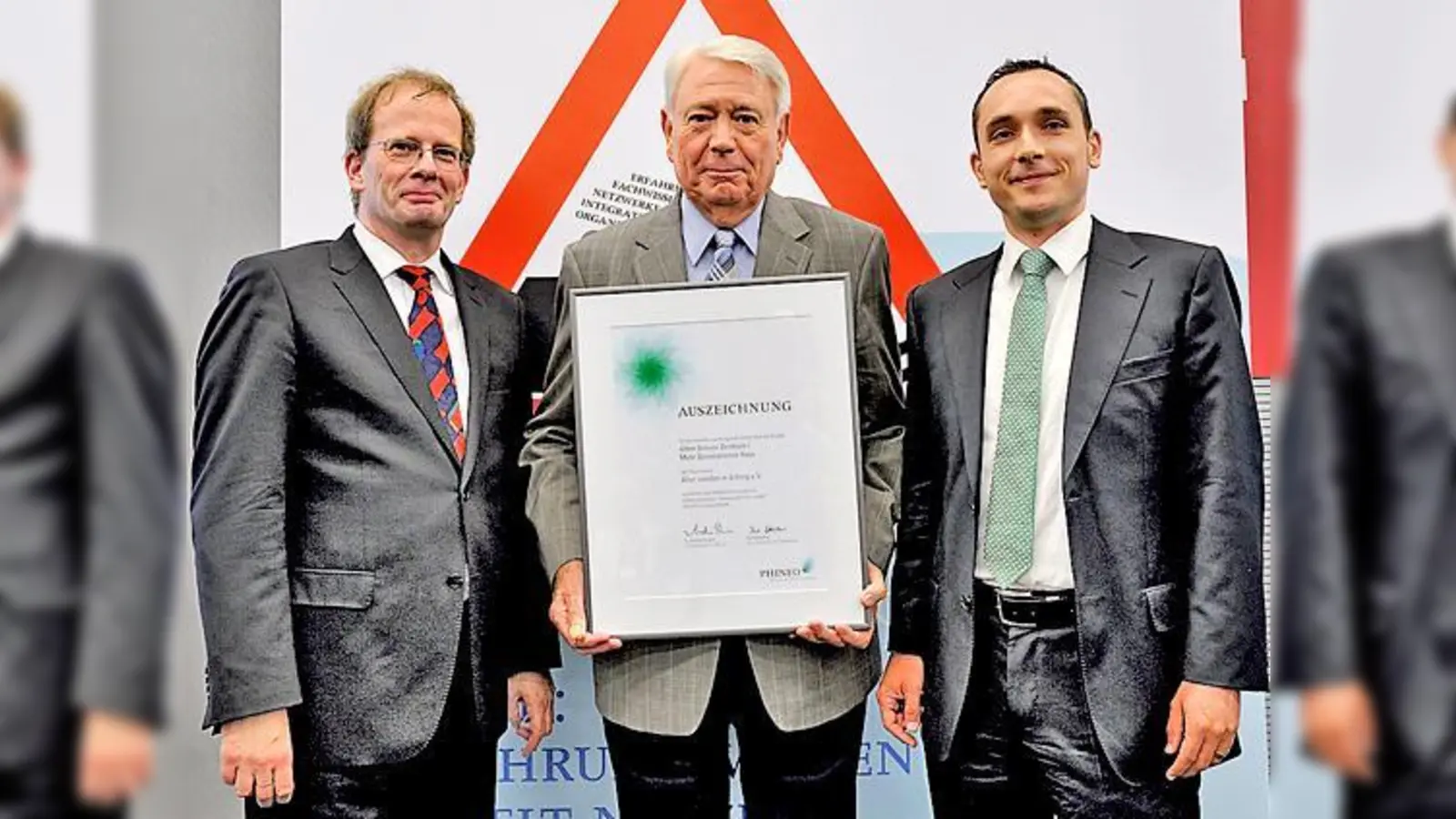 Von links: Andreas Kruse, Alters- und Demografieforscher, Universität Heidelberg, Dr. Rolf Lösch, 1. Vorsitzender des Vereins und Dr. Andreas Rickert, Vorstandsvorsitzender von Phineo.  (Foto: VA)