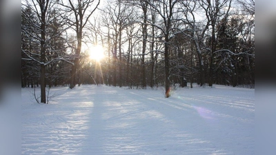 Schneeflocken statt Sandkörner: Winter im Südpark. (Foto: job)
