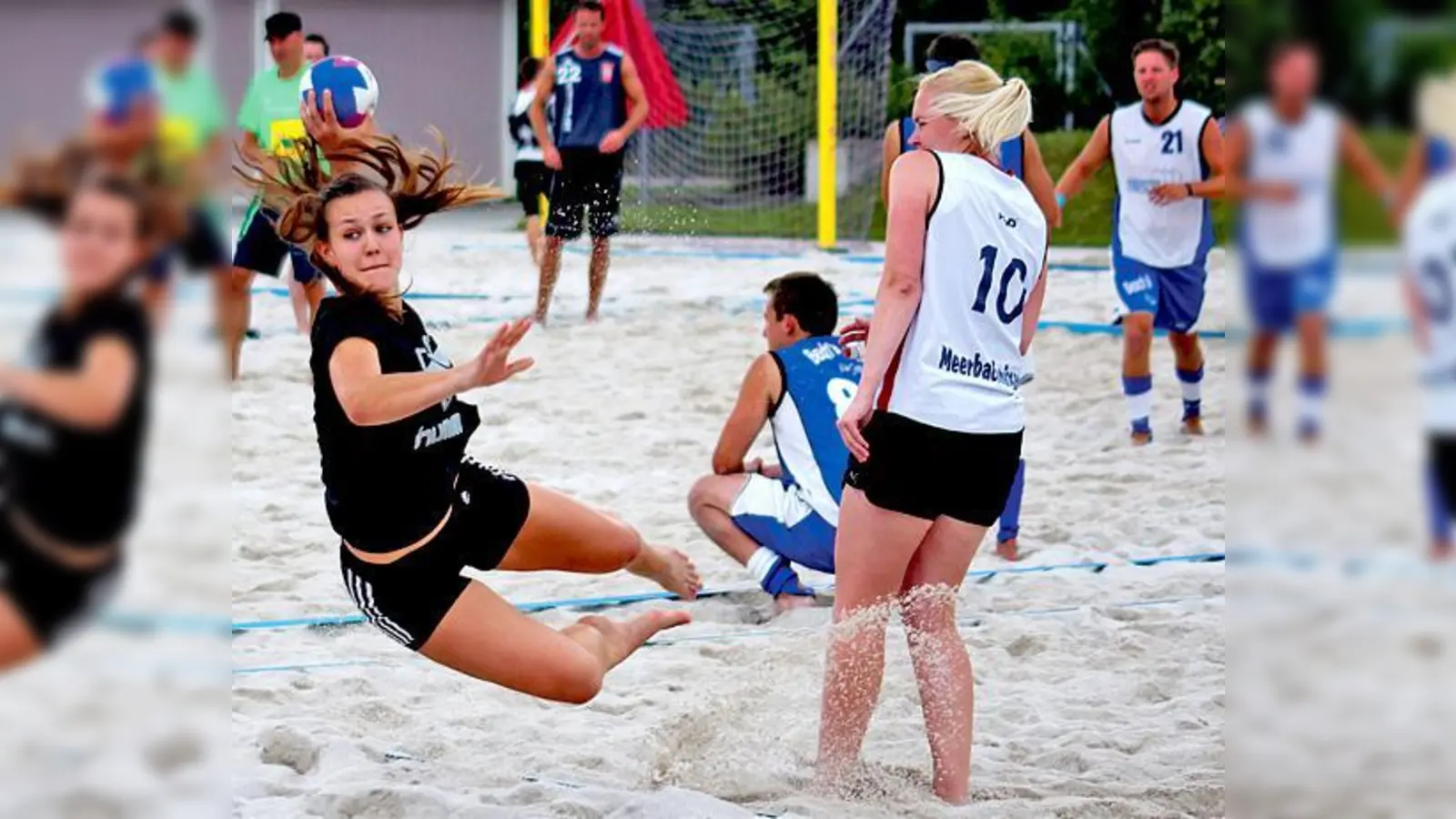 Christine Königsmann, Jugend-Nationalspielerin aus dem Ismaninger Nachwuchs, warf sich voll ins Zeug.							 (Foto: Manfred Königsmann)