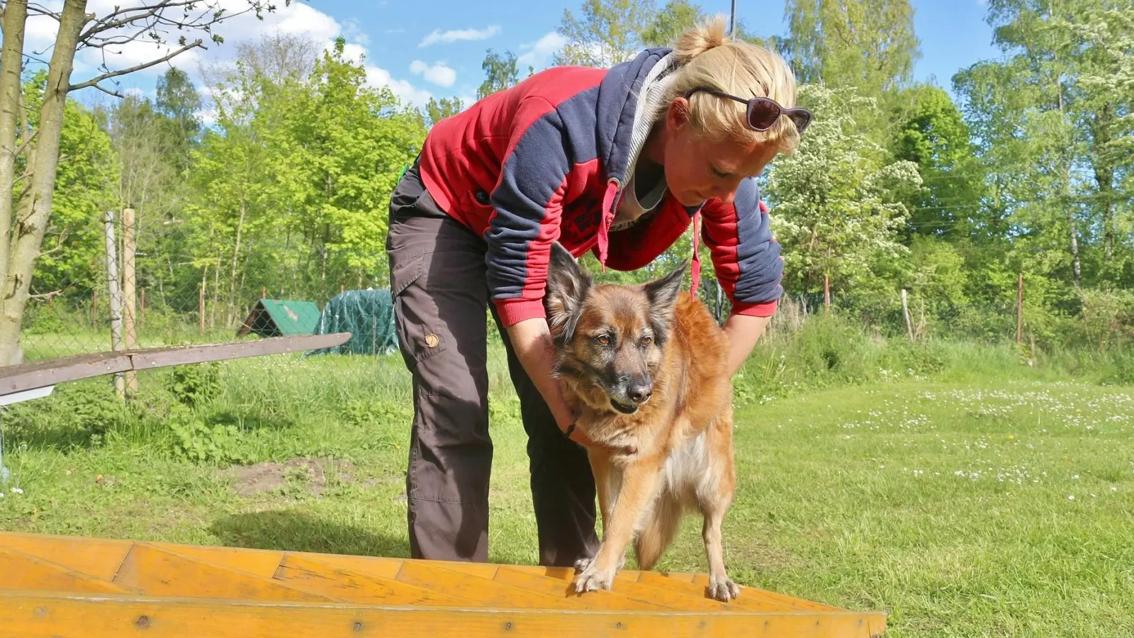 Hundetrainerin Nina Jank mit ihrem eigenen Hund. (Foto: Tierschutzverein München e.V.)
